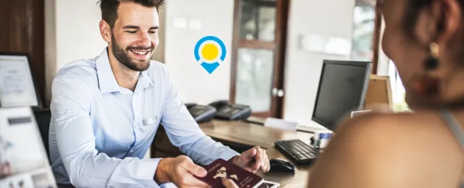 Professional Travel Agent Helping Traveler