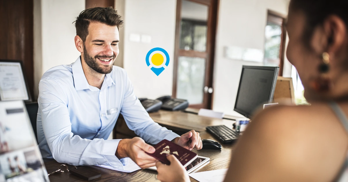 Professional Travel Agent Helping Traveler