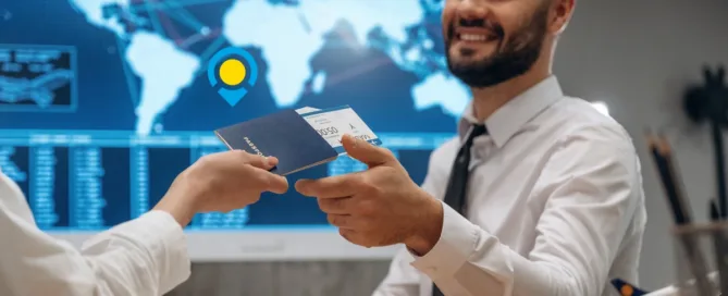 Happy Client Receiving Travel Documents