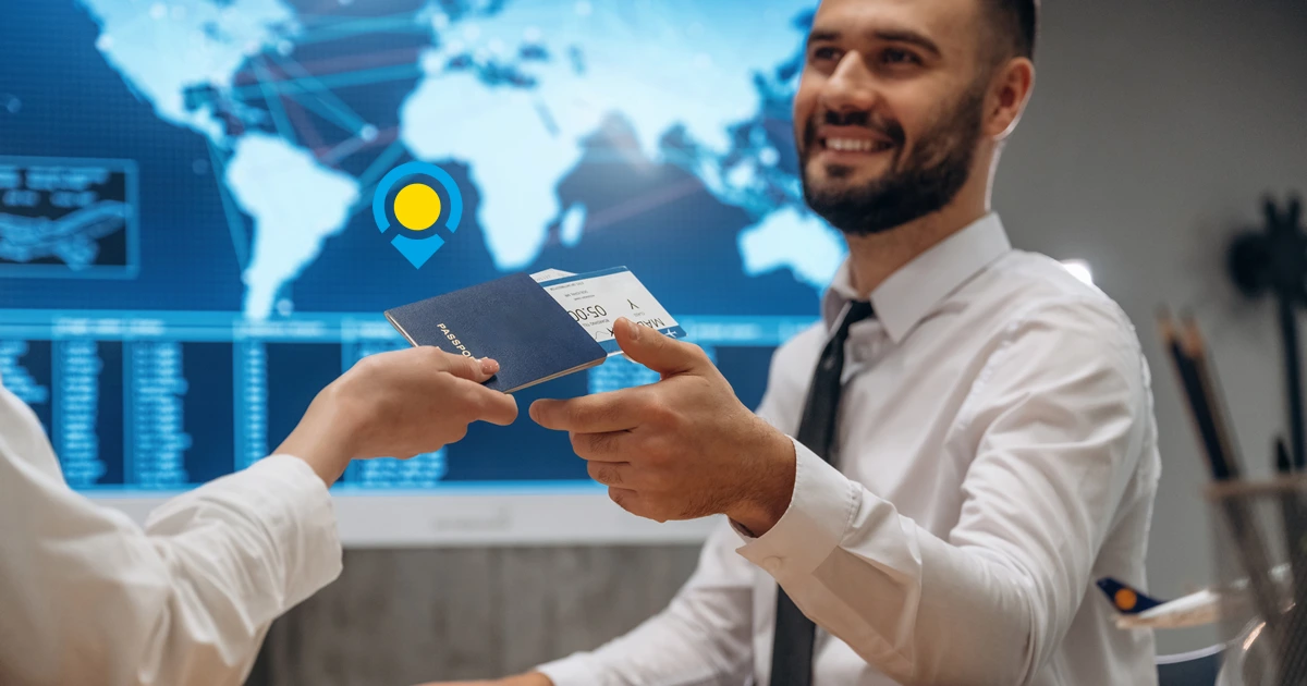 Happy Client Receiving Travel Documents