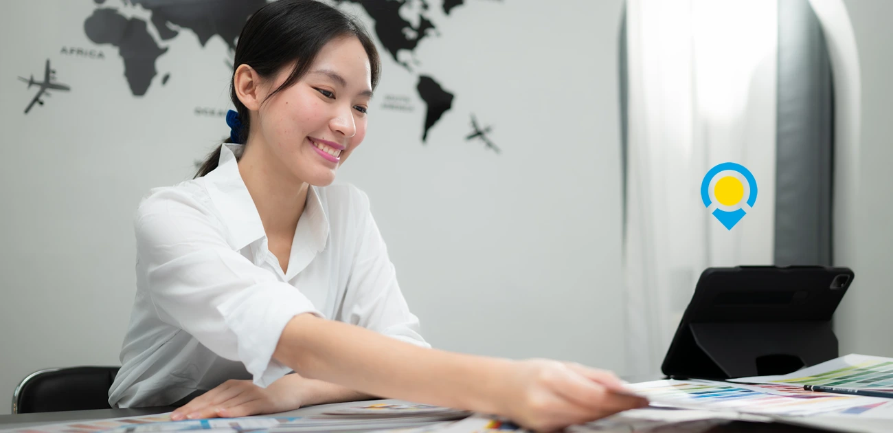 Travel Agent Explaining Details of Trip