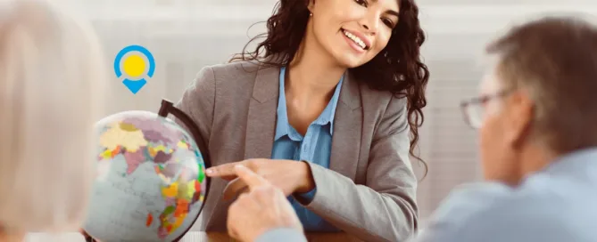 Travel Agent Showing Destinations on a Globe